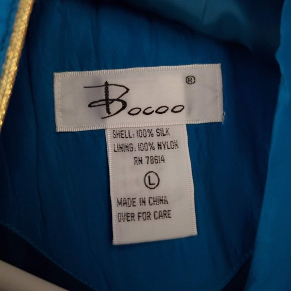 Vintage Turquoise 80s Silk Track Suit, Bocoo, large - Picture 4 of 7